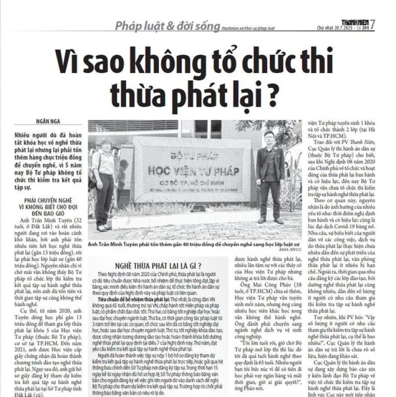 Gỡ khó để tổ chức thi thừa phát lại - Ảnh 1.