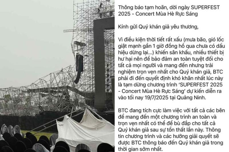 Sập sân khấu vì mưa giông, concert có Minh Hằng, Phạm Quỳnh Anh bị hủy gấp - Ảnh 1.