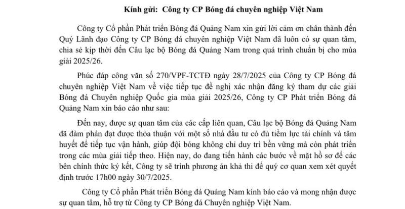 CLB Quảng Nam không bị giải thể, V-League thở phào: Cuộc ‘giải cứu’ nghẹt thở trị giá hơn 100 tỉ đồng- Ảnh 2. CLB Quảng Nam không bị giải thể, V-League thở phào: Cuộc ‘giải cứu’ nghẹt thở trị giá hơn 100 tỉ đồng- Ảnh 2.