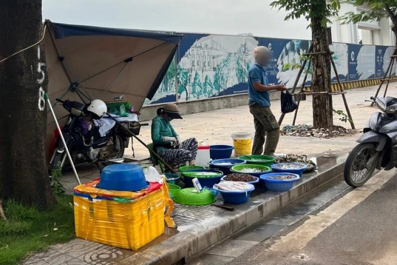 Chợ cóc 'mọc' nhan nhản, bày bán thịt heo dưới lòng đường Hà Nội- Ảnh 4. Chợ cóc 'mọc' nhan nhản, bày bán thịt heo dưới lòng đường Hà Nội- Ảnh 4.
